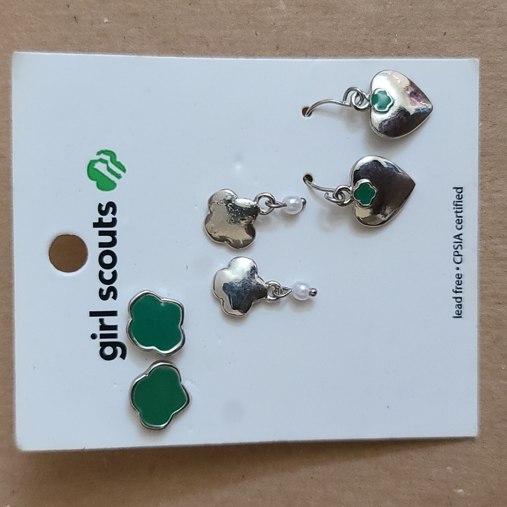 Girl Scout Earrings, trio set